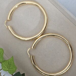 Large Gold Filled Tube Hoop Earrings 2 3/4"